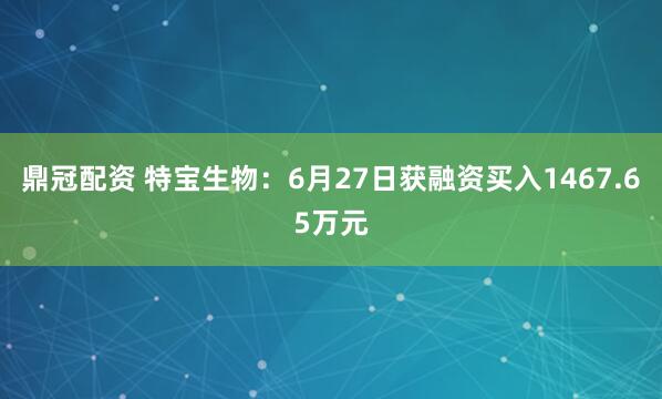 鼎冠配资 特宝生物：6月27日获融资买入1467.65万元