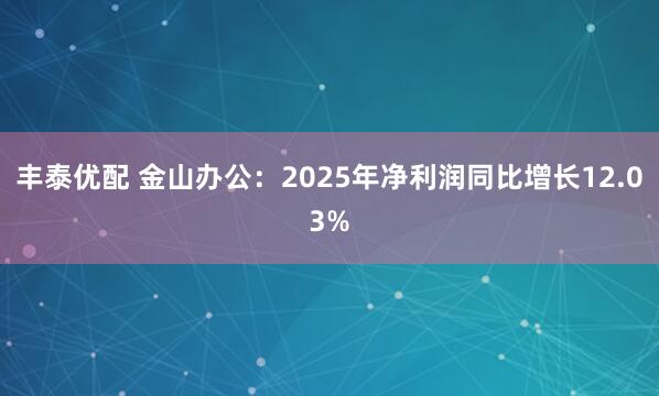 丰泰优配 金山办公：2025年净利润同比增长12.03%